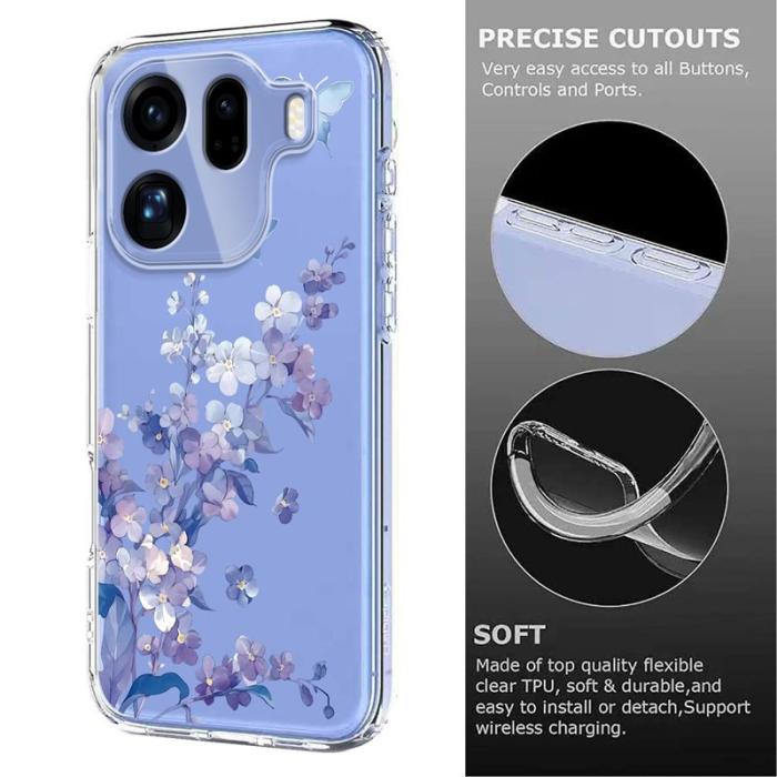 OEM - Mobilskal till Oppo Find X9 Pro 5G Plast Blommönster - Violett