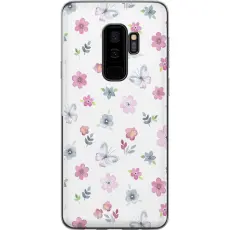 Gustaf - Mobilskal till Samsung Galaxy S9+ med Blommor och fj&auml;rillar