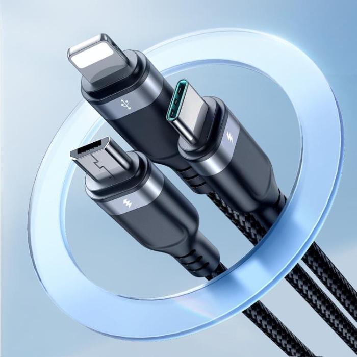 Joyroom - Joyroom 3in1 USB-A till USB-C, Lightning, microUSB kabel 0.3m