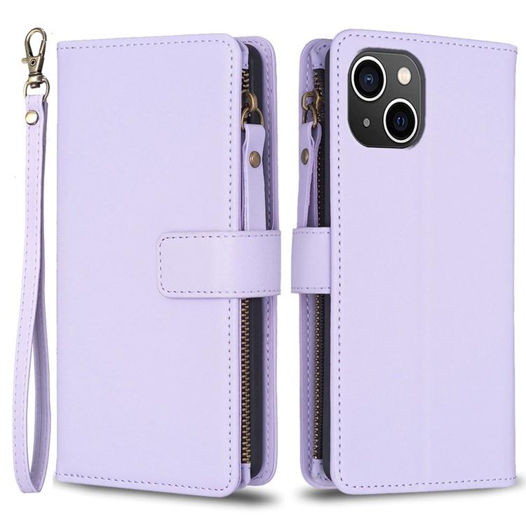 iPhone 15 Plus Plånboksfodral Zipper Flip - Lila | 2353 | AlltMobil