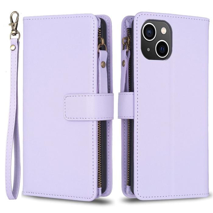 OEM - iPhone 15 Plus Plånboksfodral Zipper Flip - Lila