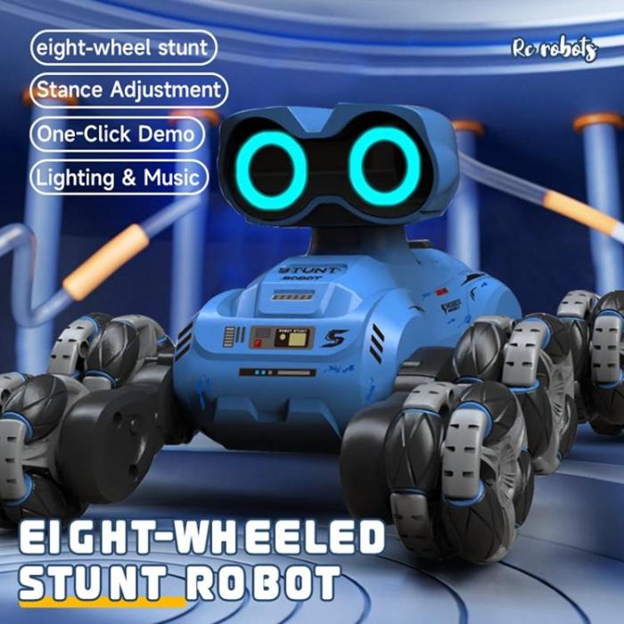 OEM - 8 Hjuls Stunt Robot RC Bil med LED-ljus Musik för Barn (Ålder 4+) YT6639 - Gul
