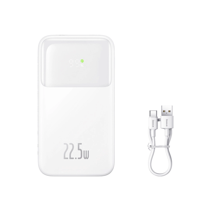 BASEUS - Baseus Powerbank med display 20000mAh 22.5W Comet Series - Vit