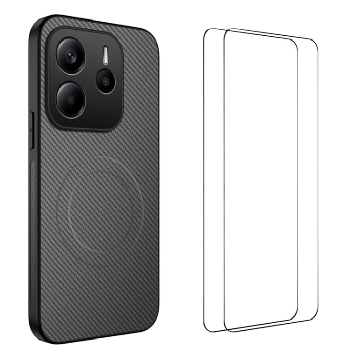 WANLONFENG - WANLONFENG Xiaomi Redmi Note 14 Mobilskal MagSafe + [2-Pack] Härdat Glas