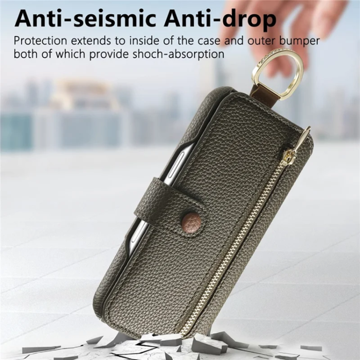 A-One Brand - iPhone 17 Pro Plånboksfodral RFID Blocking Zipper - Grön