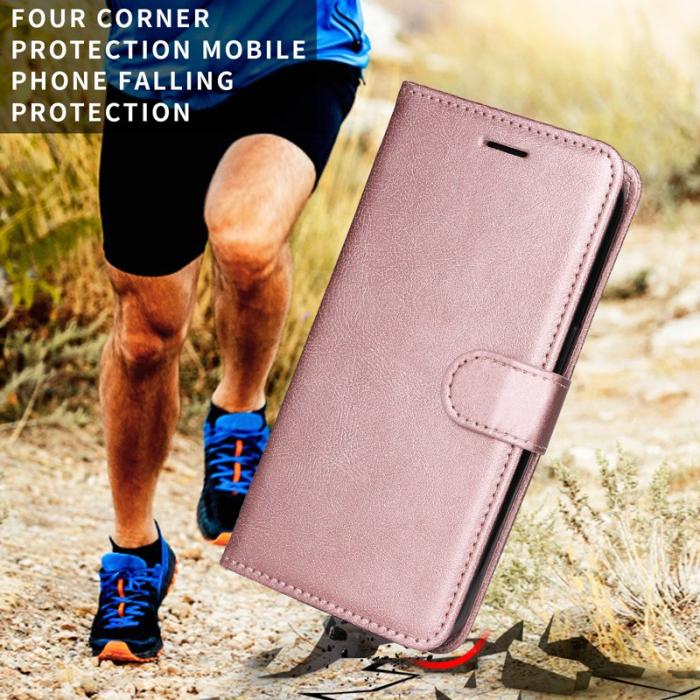 OEM - ABEEL Samsung Galaxy S26 Plus Plånboksfodral Konstläder Med Rem - Roséguld