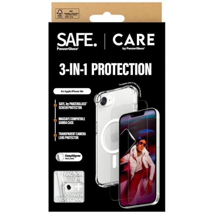 PanzerGlass - [3in1] CARE iPhone 16e Härdat Glas, Skal, Kameralinsskydd