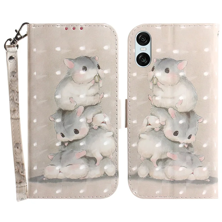Sony Xperia 10 VI Konstläder Plånboksfodral 3D Pattern - Squirrels | 2353 | AlltMobil