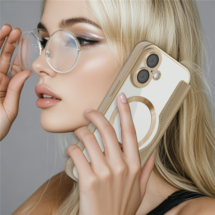 A-One Brand - iPhone 17 Plånboksfodral MagSafe Rhombus Läder - Ökenguld