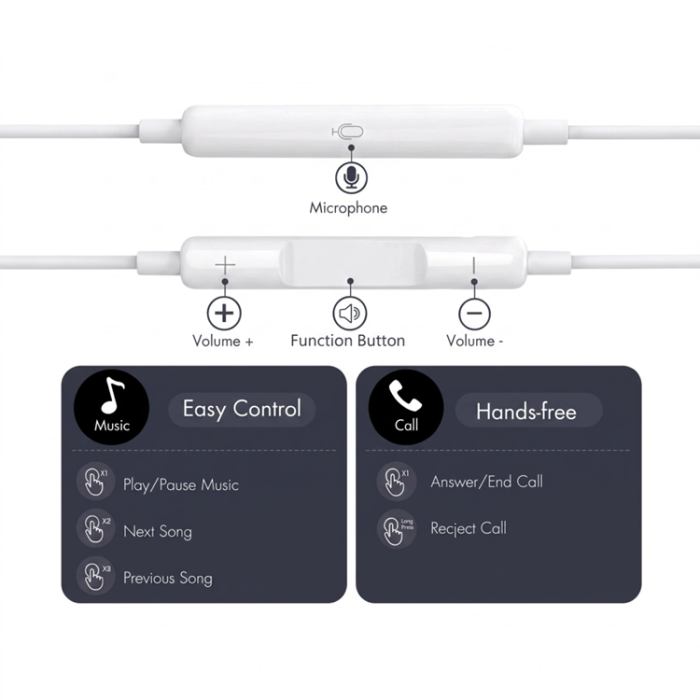Tech-Protect - Tech-Protect Hörlurar Mini Jack Core G4 Ultraboost - Vit