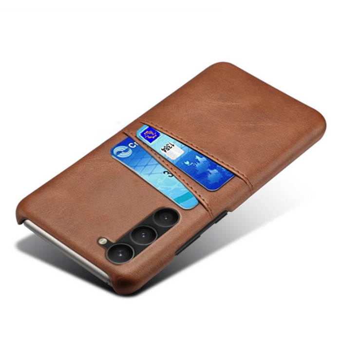 A-One Brand - Galaxy S23 Skal Korthållare Dual PU-Läder - Brun