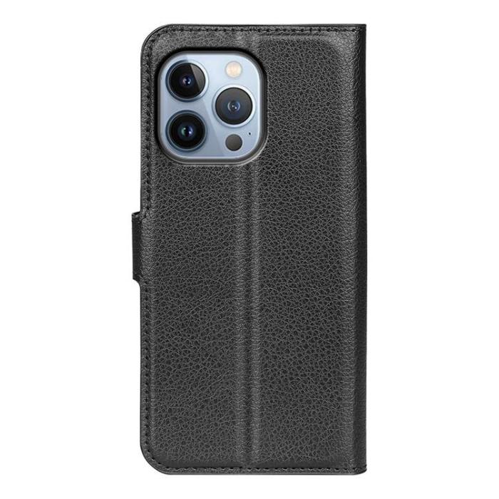 OEM - Litchi Flip iPhone 14 Pro Max Plånboksfodral - Svart
