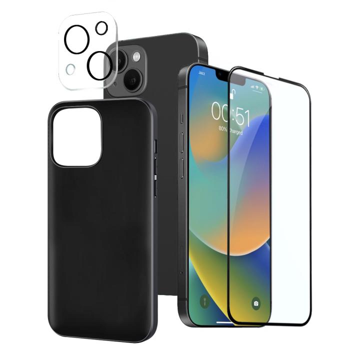 [3-PACK] BOOM iPhone 14 Plus Skal Kameralinsskydd i Härdat glas Svart