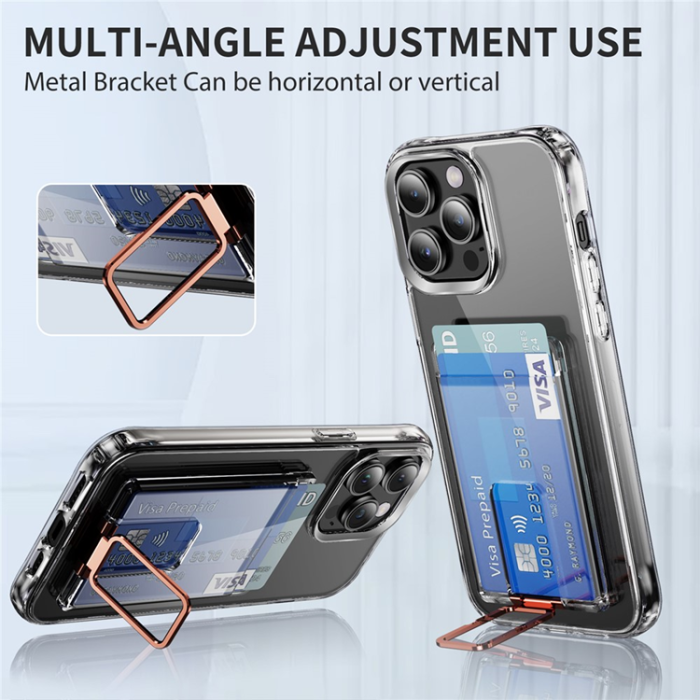 A-One Brand - Universal Magnetisk Mobil Korthållare med Kickstand RFID Transparent