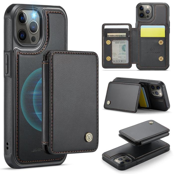 JEEHOOD - JEEHOOD J05 Mobilskal till iPhone 12 Pro Max Läder med Magnetficka - Svart