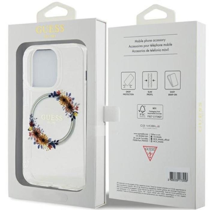 Guess - Guess iPhone 15 Pro Mobilskal Magsafe IML Flowers Wreatch