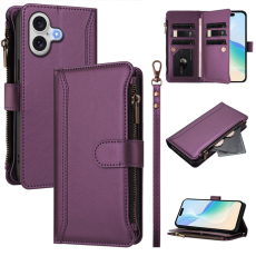 A-One Brand - iPhone 17 Plånboksfodral Zipper Med Rem - Lila