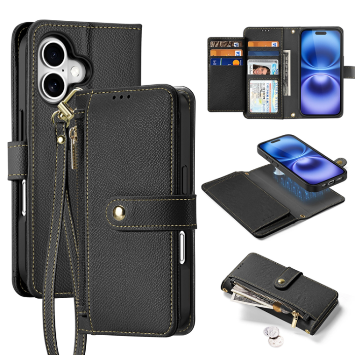 Dux Ducis - Dux Ducis iPhone 16 Plånboksfodral Lawa Läder - Svart