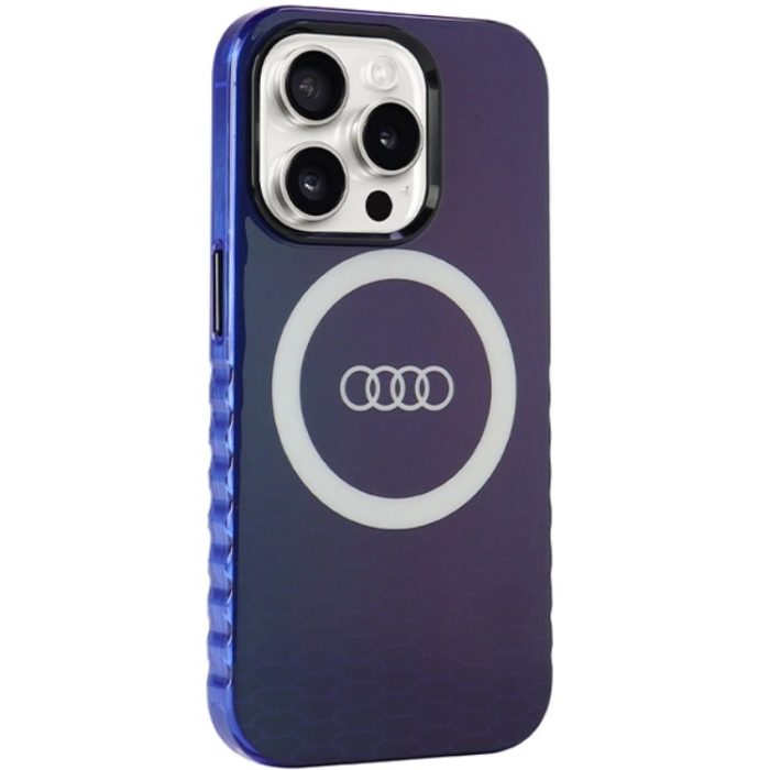 Audi - Audi iPhone 15 Pro Mobilskal Magsafe IML Big Logo - Blå