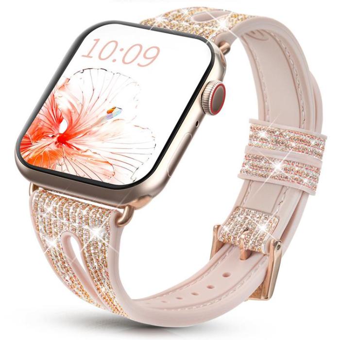 Kingxbar - Kingxbar Apple Watch 2/3/4/5/6/7/8/SE (42/44/45mm) Armband - Guld
