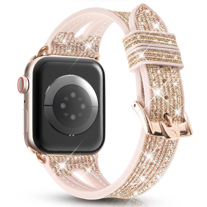Kingxbar - Kingxbar Apple Watch 2/3/4/5/6/7/8/SE (42/44/45mm) Armband - Guld