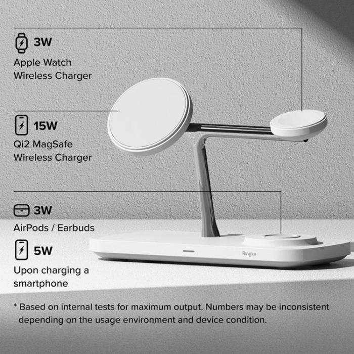 Ringke - Ringke 3-in-1 Trådlös Laddare Magsafe Qi2 iPhone, Apple Watch, AirPods