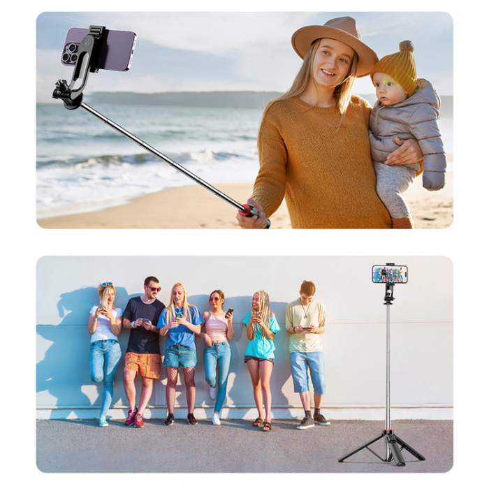 OEM - Selfiestick Teleskopstativ 1.3m Med Mobilhållare - Svart