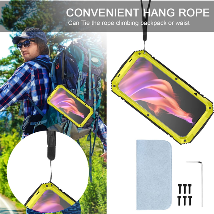 R-JUST - R-JUST iPhone 15 Plus Mobilskal med Härdat Glas - Gul