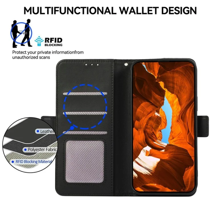 ABEEL - ABEEL iPhone 17 Pro Max Plånboksfodral Läder RFID Skydd - Svart