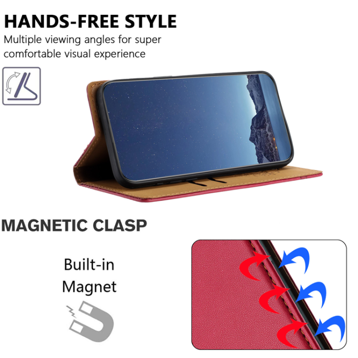 A-One Brand - iPhone 17 Pro Max Plånboksfodral L Shaped Grid Pattern - Rod