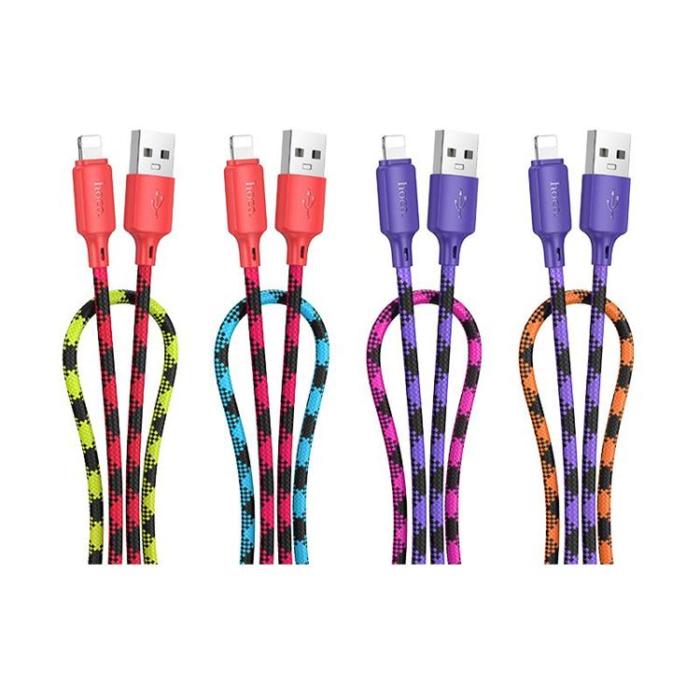 Hoco - HOCO USB-A till Lightning Kabel 2.4A 1m Nylon X116 - Gradient Lila