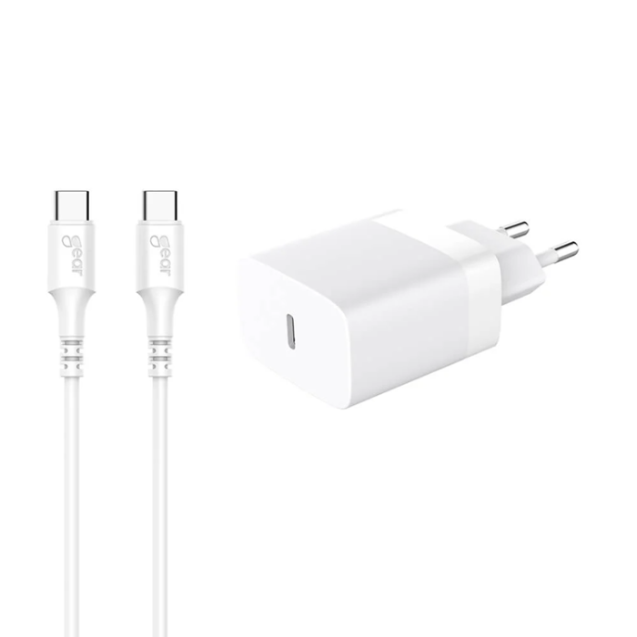 GEAR - Gear Snabbladdare 220V 1xUSB-C PD/PPS 30W + Kabel USB-C - Vit