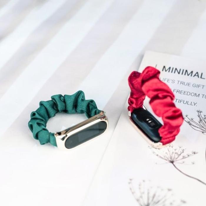 UTGATT1 - Xiaomi Mi Band 3/4/5/6 Armband Elastic Scrunchies - Grön