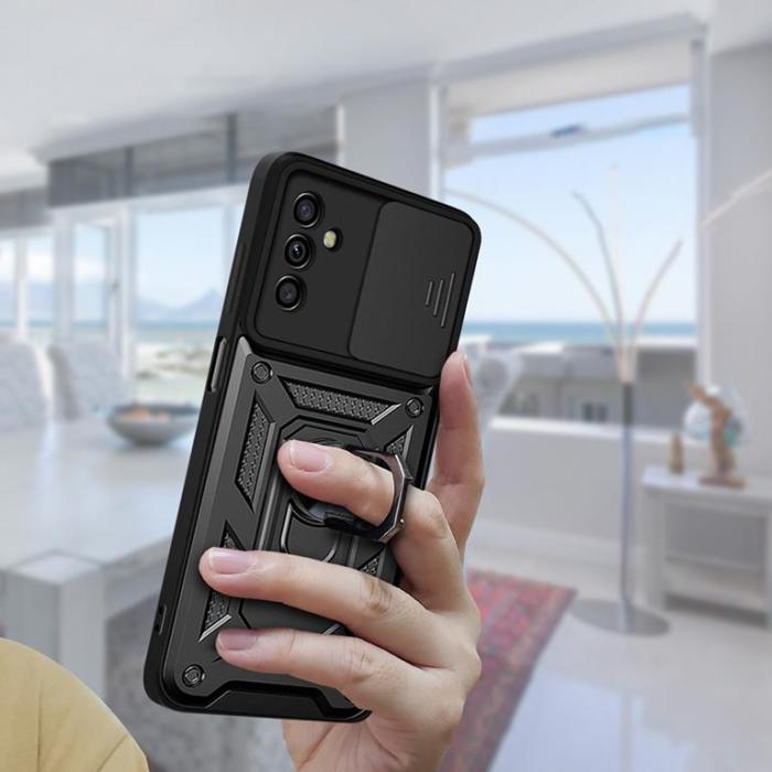 UTGATT - Galaxy A13 5G/A04s 4G Skal med Ringhållare Hybrid Armor Camshield - Blå