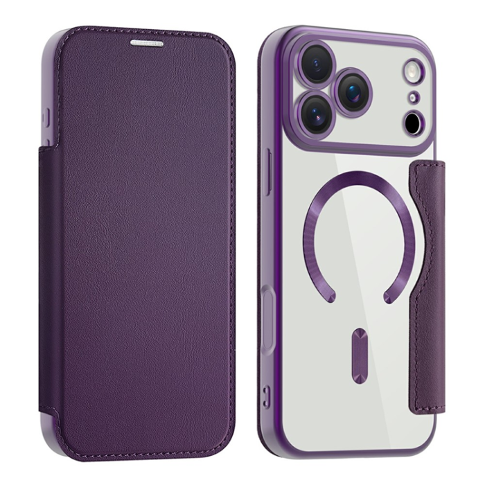 A-One Brand - iPhone 17 Pro Plånboksfodral Magsafe RFID Blocking - Mörklila