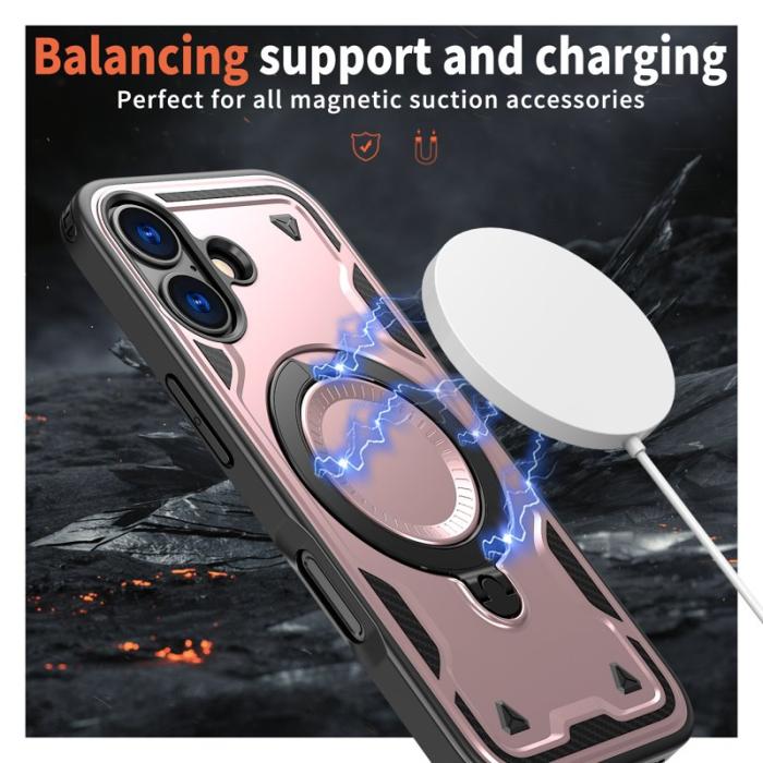 N/A - Mobilskal till iPhone 17 Plast MagSafe Militärskydd - Roséguld