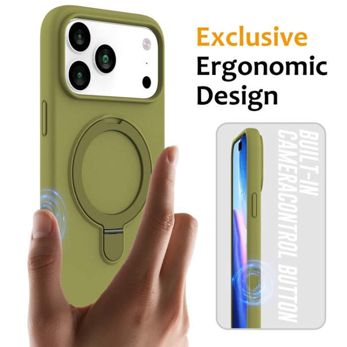 A-One Brand - iPhone 17 Pro Max Mobiskal MagSafe Kickstand PC+Silikon - Grön