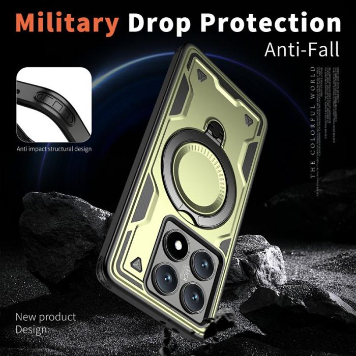 N/A - Mobilskal till Xiaomi 14T Militärt Skydd PC+TPU Ställ - Olivgrön