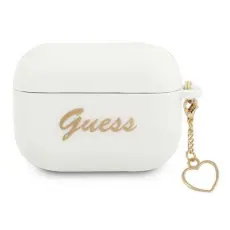 Guess - Guess Silicone Heart Charm Collection Skal Airpods Pro - Vit