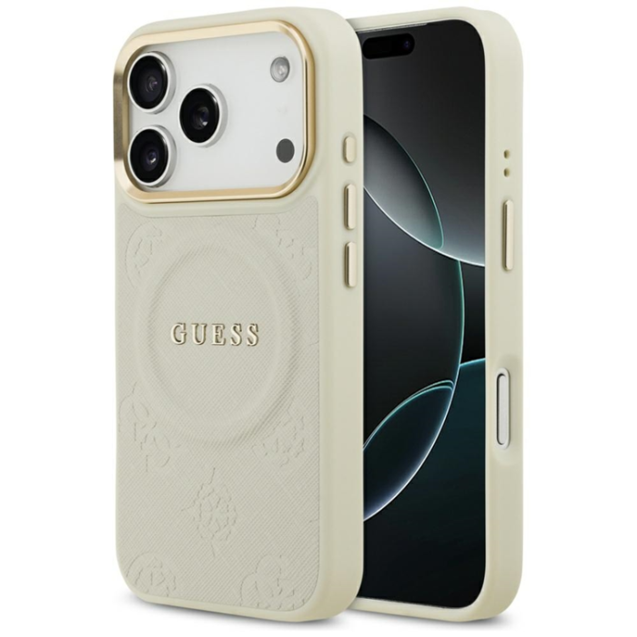 Guess - Guess iPhone 17 Pro Mobilskal Magsafe Peony Hot Stamp - Beige