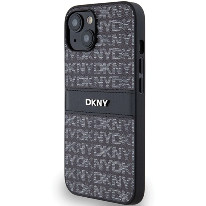 DKNY - DKNY iPhone 15/14 Plus Mobilskal Läder Mono Stripe & Metal Logo