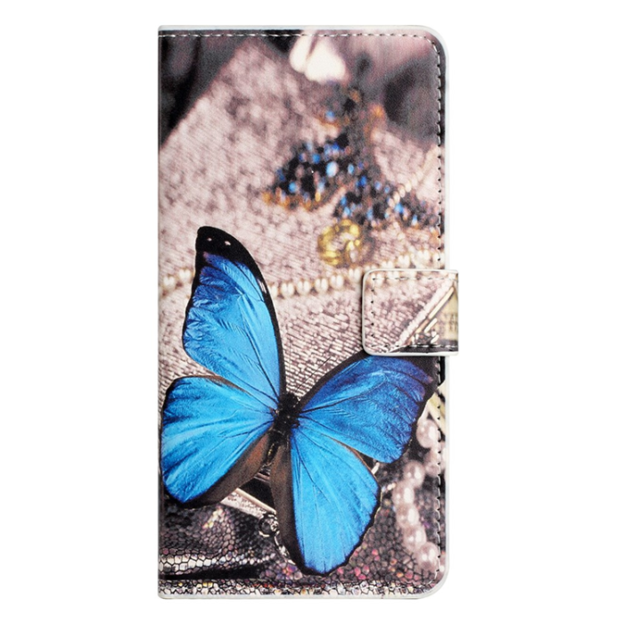 A-One Brand - iPhone 17 Pro Plånboksfodral Pattern Print Läder - Blå Fjäril