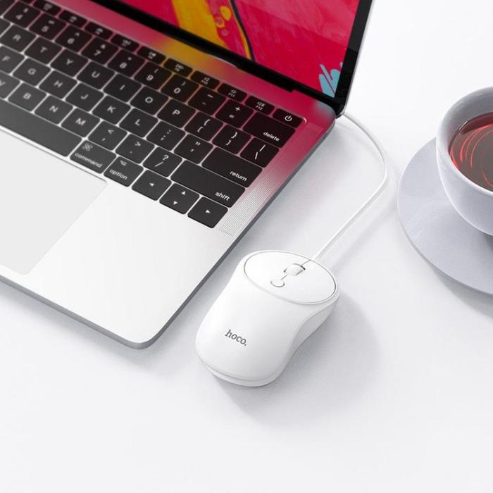 Hoco - Hoco Trådbunden Mus USB-A 1.5 m GM13 - Vit