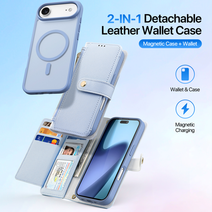 Dux Ducis - Dux Ducis iPhone 17 Air Plånboksfodral Magsafe Detachable Lawa - Blå
