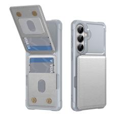OEM - Mobilfodral f&ouml;r Samsung Galaxy S26 Kickstand Kortfack Konstl&auml;der - Silver