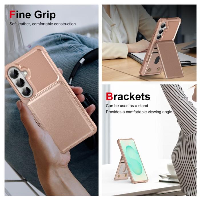 OEM - Mobilfodral för Samsung Galaxy S26 Kickstand Kortfack Konstläder - Roséguld