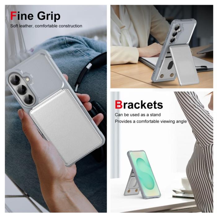 OEM - Mobilfodral för Samsung Galaxy S26 Kickstand Kortfack Konstläder - Silver