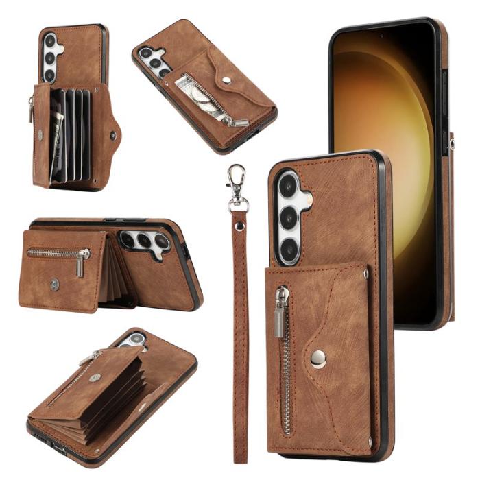 OEM - Mobilfodral för Samsung Galaxy S26 Kickstand Kortfack Konstläder - Brun