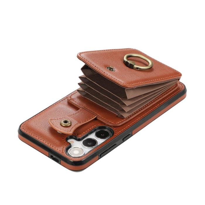 OEM - Mobilfodral för Samsung Galaxy S26 Plus Ringhållare Kickstand Konstläder Brun