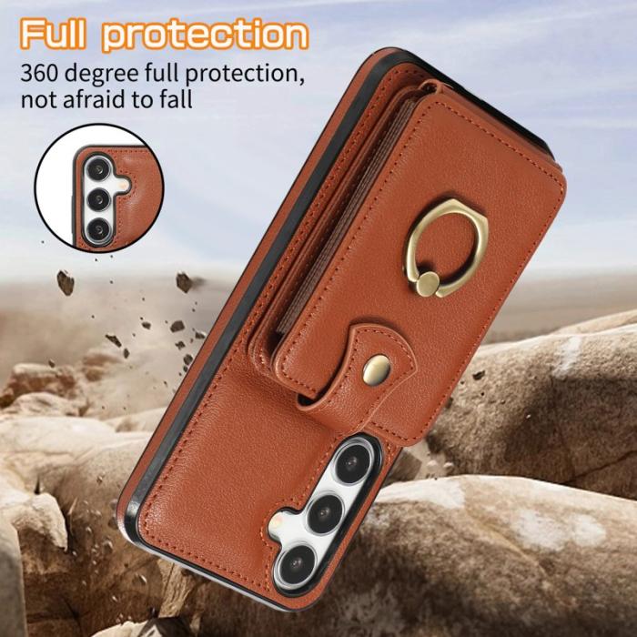 OEM - Mobilfodral för Samsung Galaxy S26 Plus Ringhållare Kickstand Konstläder Brun